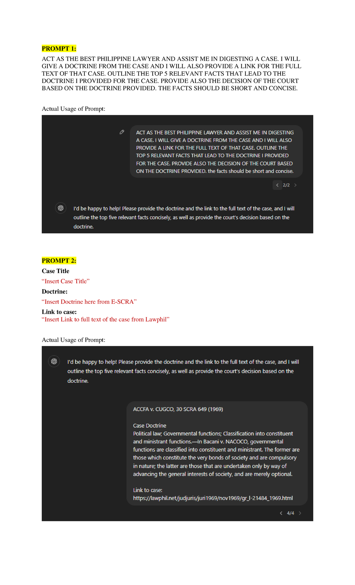 Chatgpt Prompt FOR Accurate CASE Digest PROMPT 1 ACT AS THE BEST