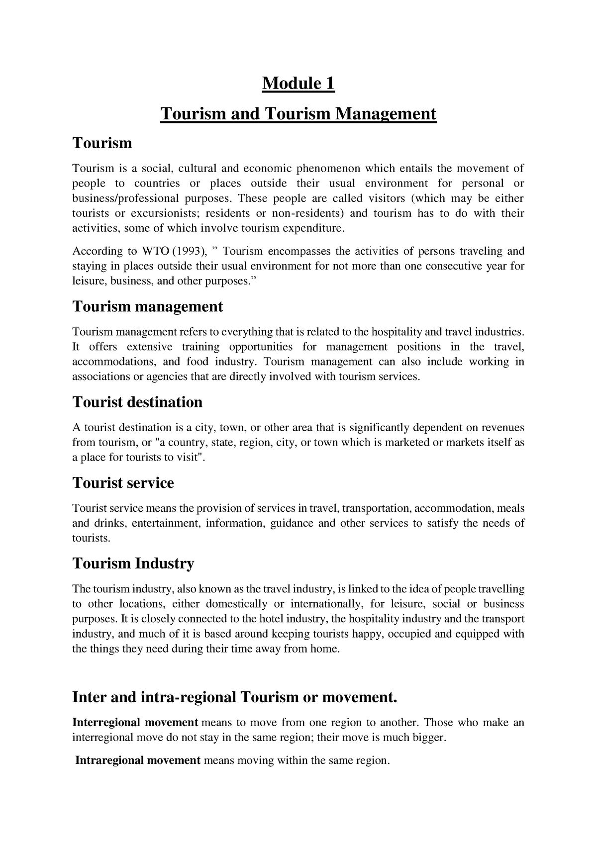 tourism product development module 1