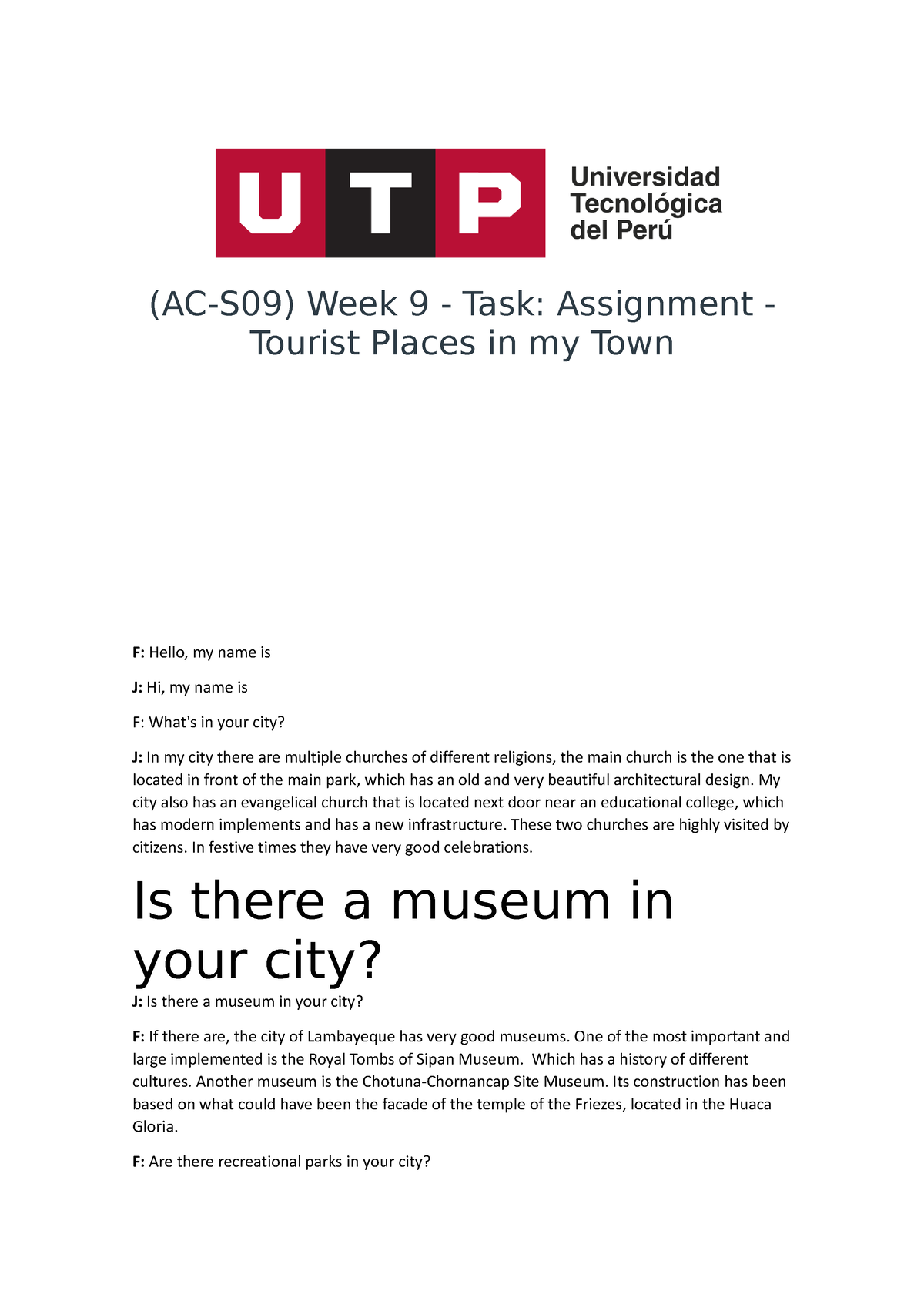 task assignment tourist places in my town