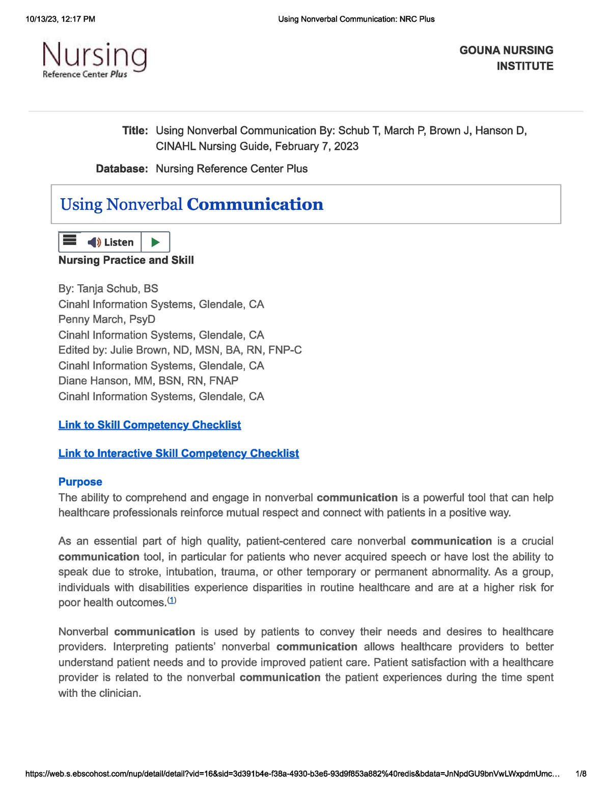 nonverbal communication nursing thesis