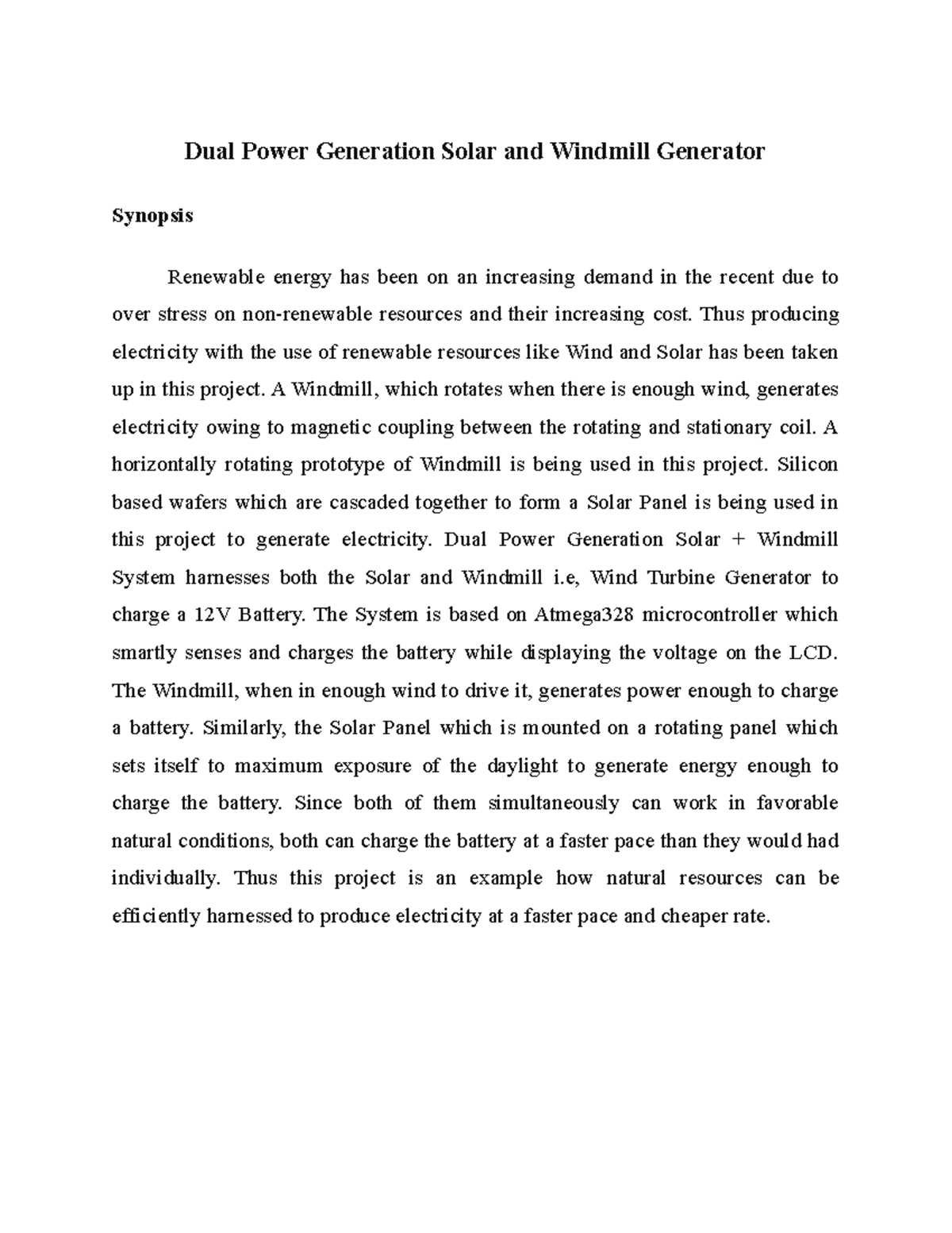 Dual Power Generation Solar and Windmill Generator - Dual Power ...