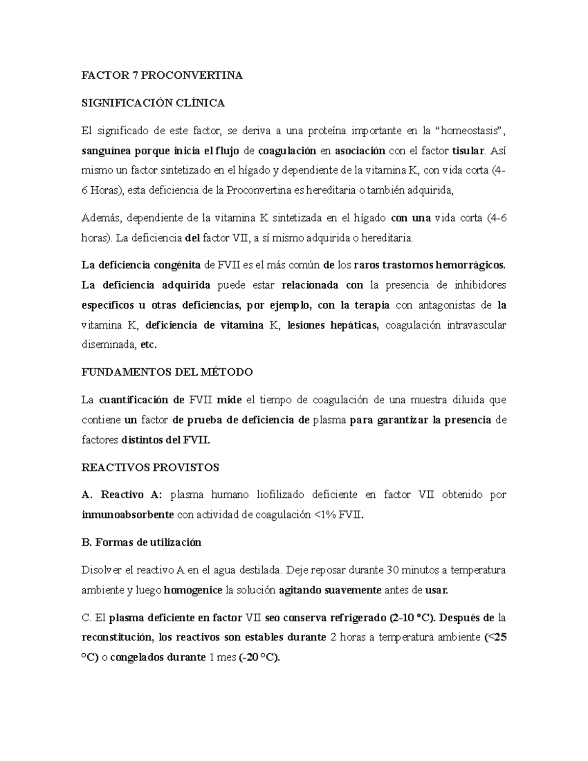Preguntas DE Factores DE Coagulacion - FACTOR 7 PROCONVERTINA ...