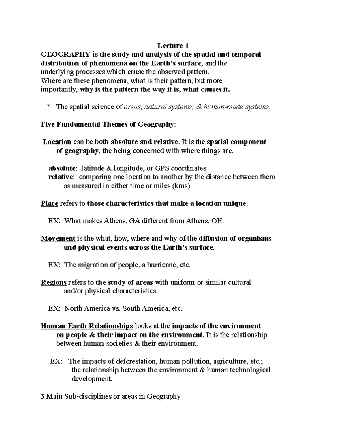 Physical Geography Assignment GEOGRAPHY is the study and analysis of the spatial and Studocu