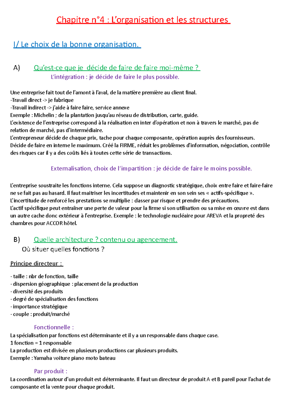 Chapitre N°4 - Cours - Chapitre N°4 : L’organisation Et Les Structures ...