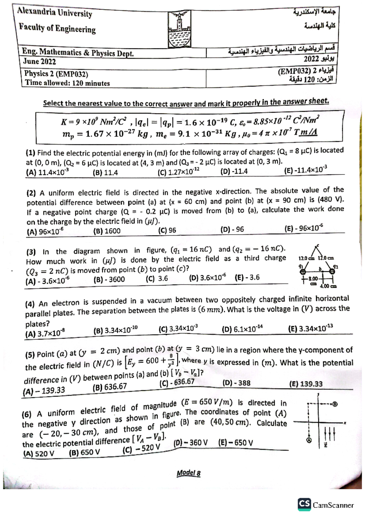 Exam 2022 Physics 2 - Exam 2022 - Engineering Physics - Studocu