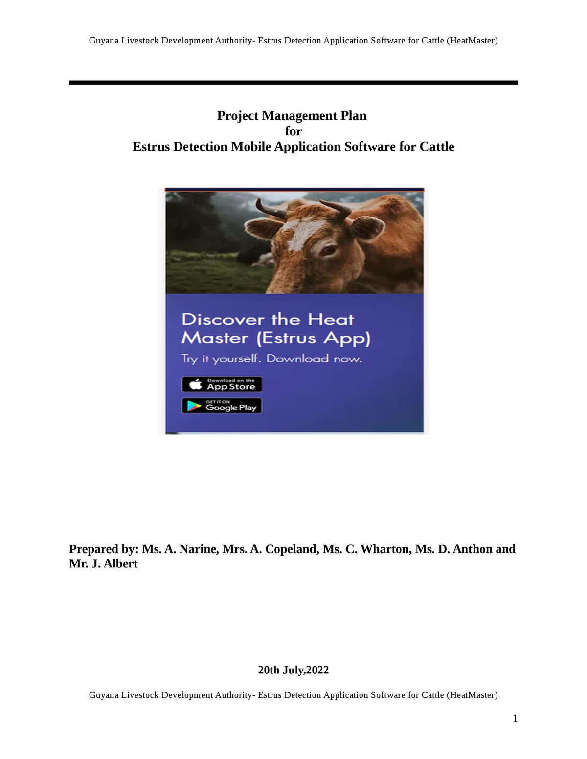 Group one it project management - Guyana Livestock Development