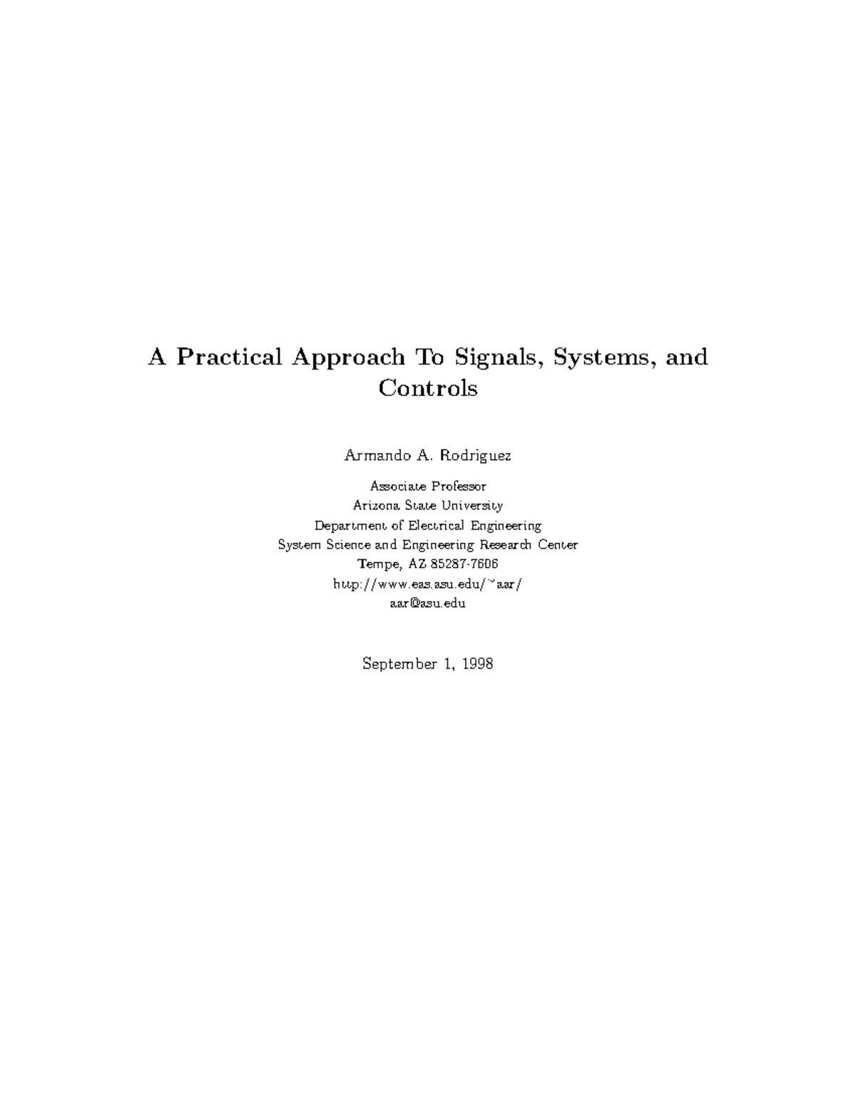 A Practical Aproach To Signals Systems And Control 6 Q Hp Vphy 6 Hpu