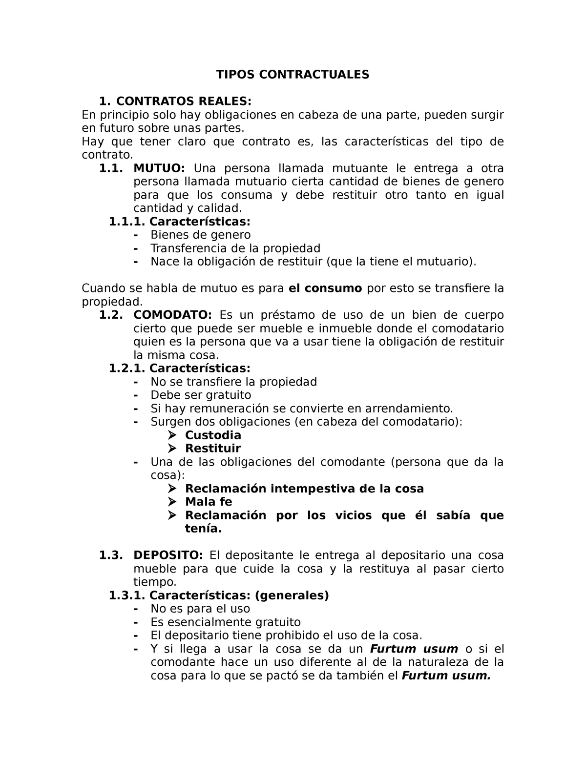 Tipos Contractuales Tipos Contractuales 1 Contratos Reales En Principio Solo Hay 8162