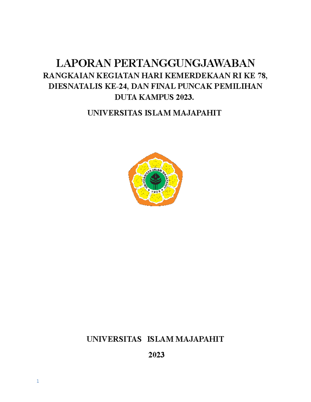 LPJ Diesnatalis Universitas Islam Majapahit - LAPORAN ...