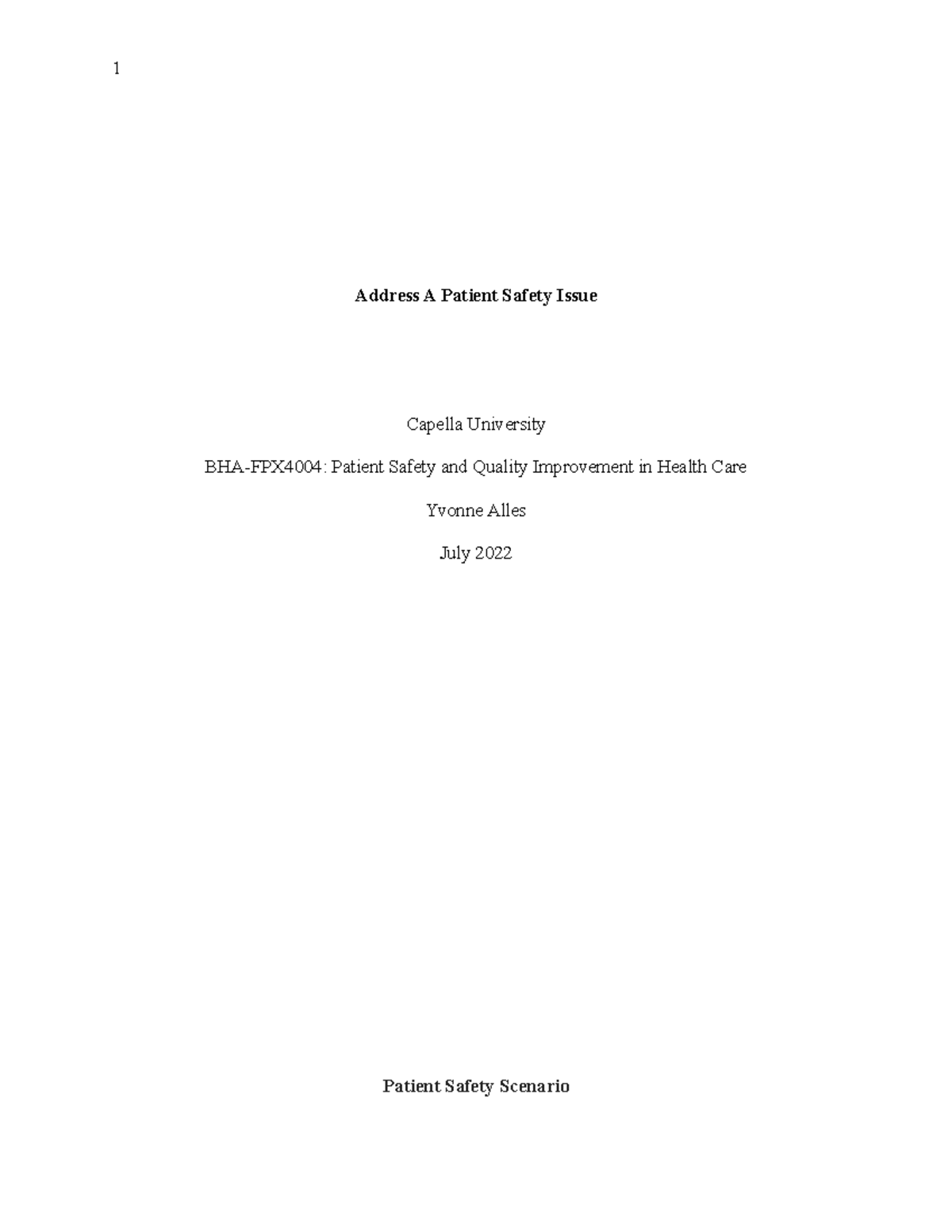 Addressing Patient Safety Issues in Healthcare Studocu