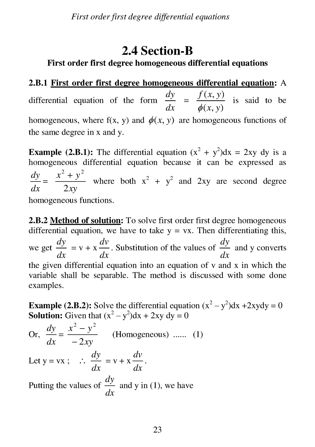 02b First Order First Degree Homogeneous First Order First Degree Differential Equations 2 4 Studocu