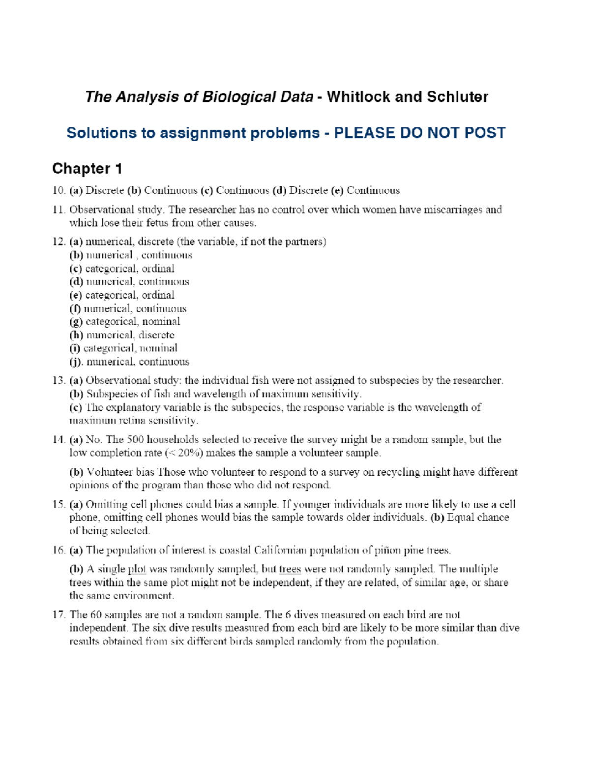 the analysis of biological data assignment problem solutions