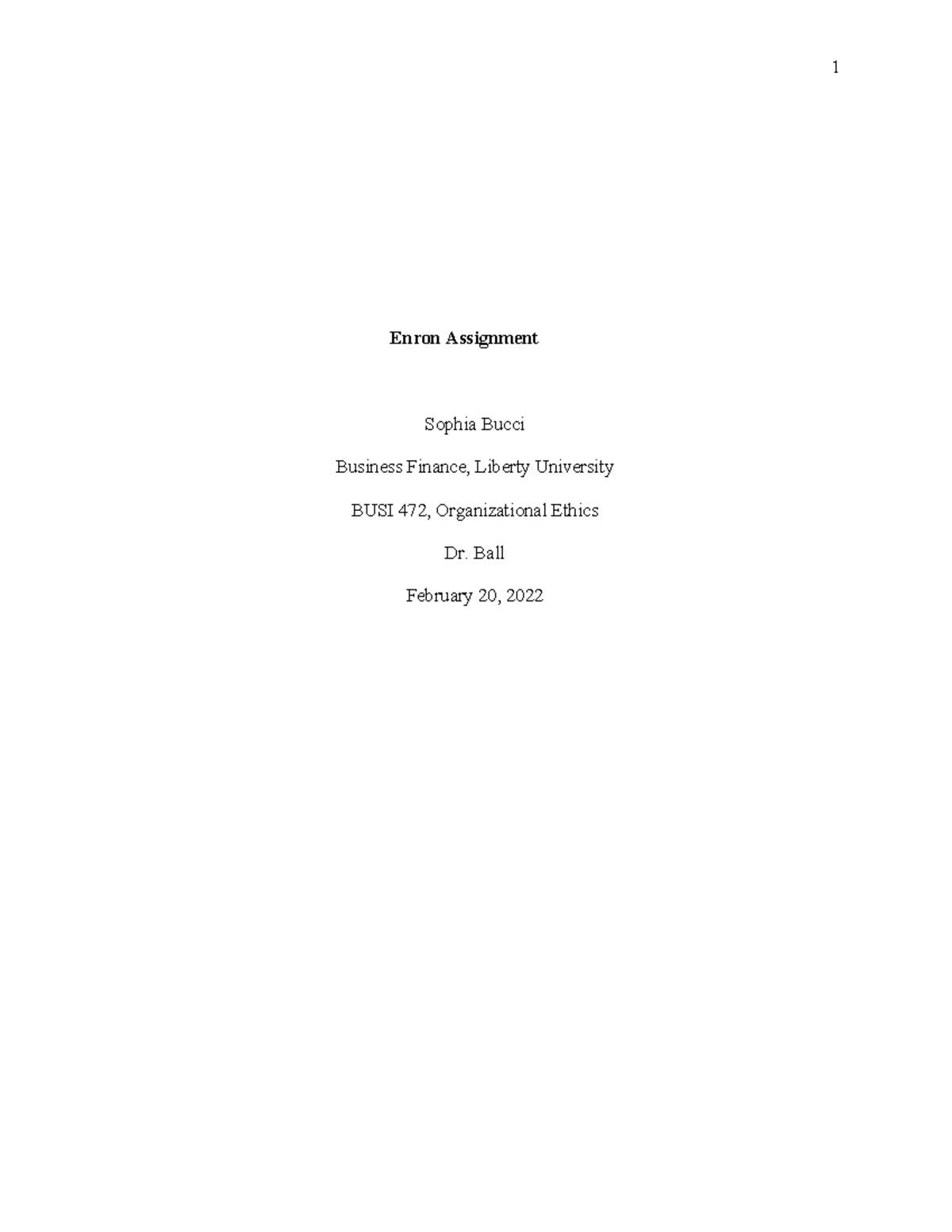 Enron Assignment - Enron Assignment Sophia Bucci Business Finance ...