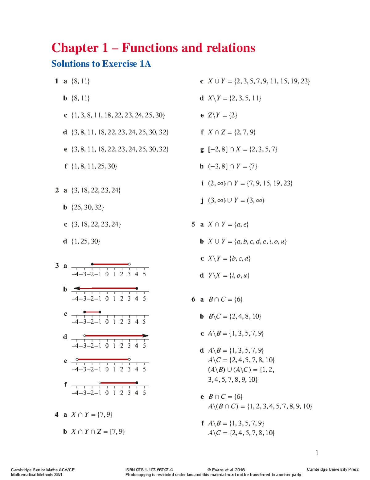 Chapter 1 - Answers - Chapter 1 – Functions And Relations Solutions To ...