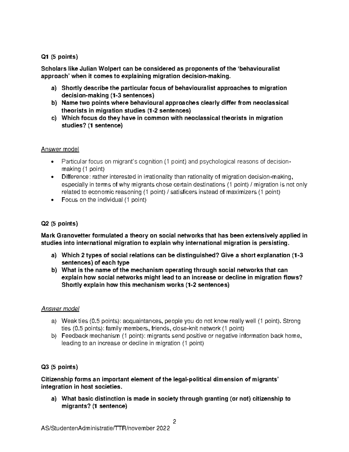 Migration Questions And Answers