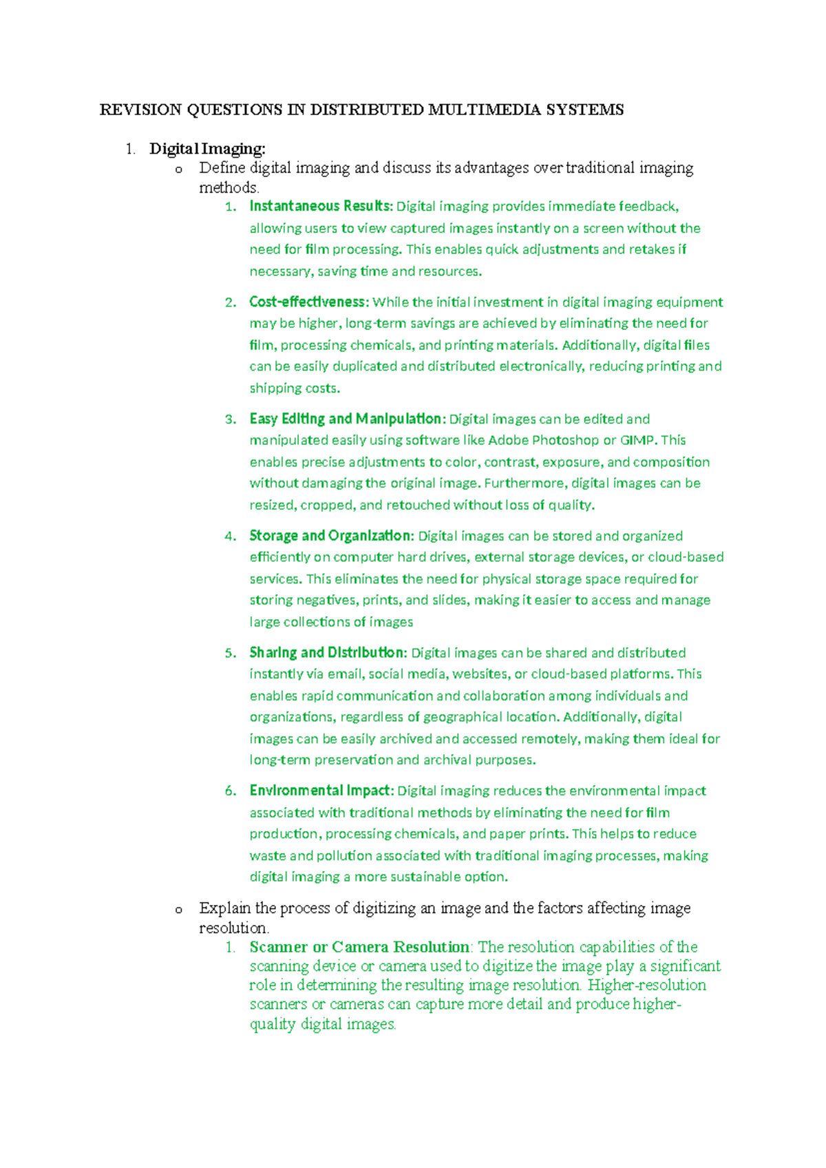 Revision Questions IN Distributed Multimedia Systems - REVISION ...
