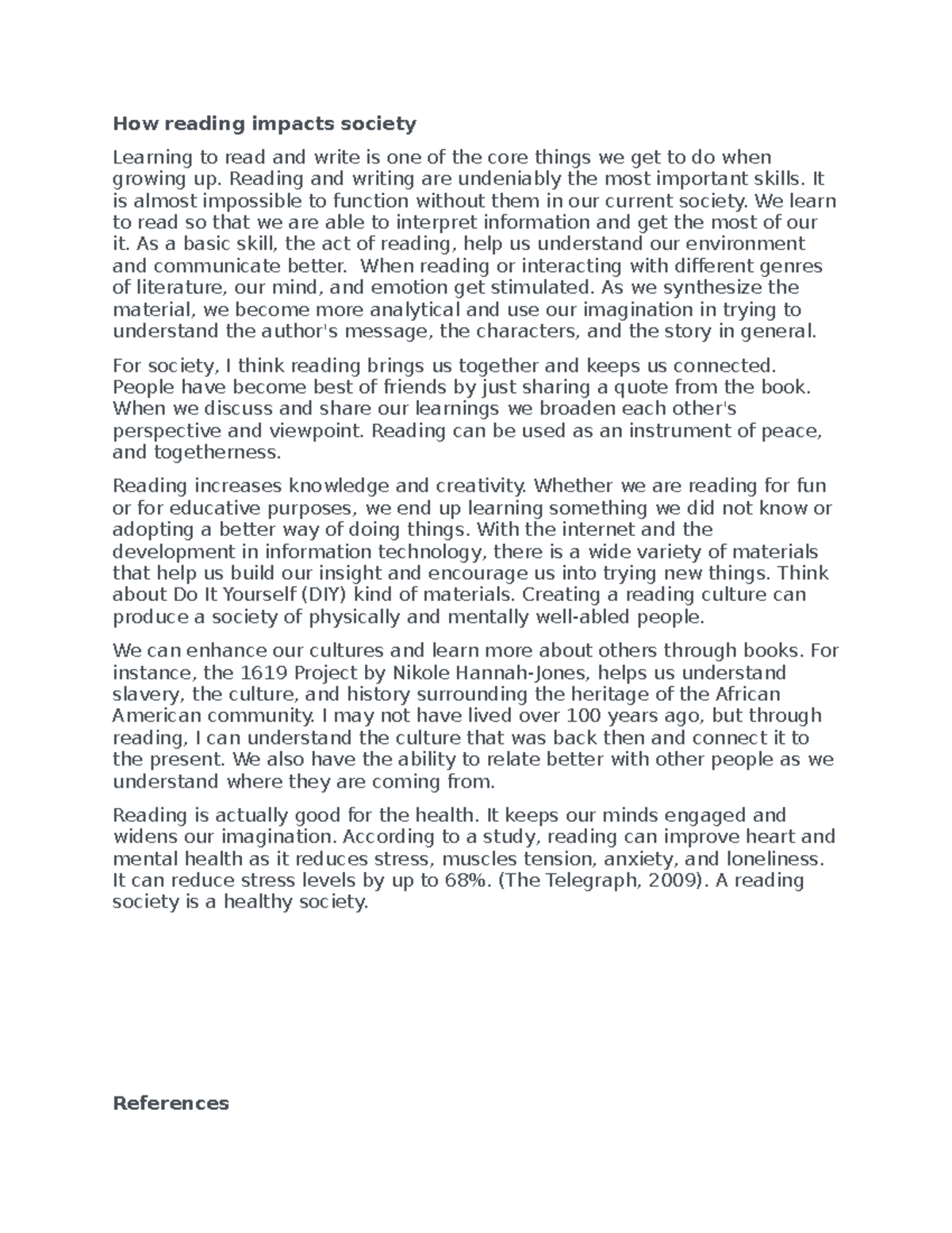 How reading impacts society - How reading impacts society Learning to ...
