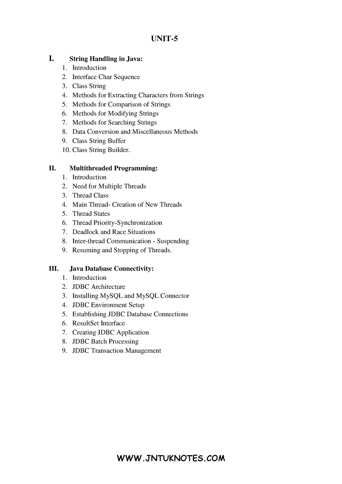 JAVA - UNIT-5 - UNIT 5 - UNIT- I. String Handling in Java: Introduction ...