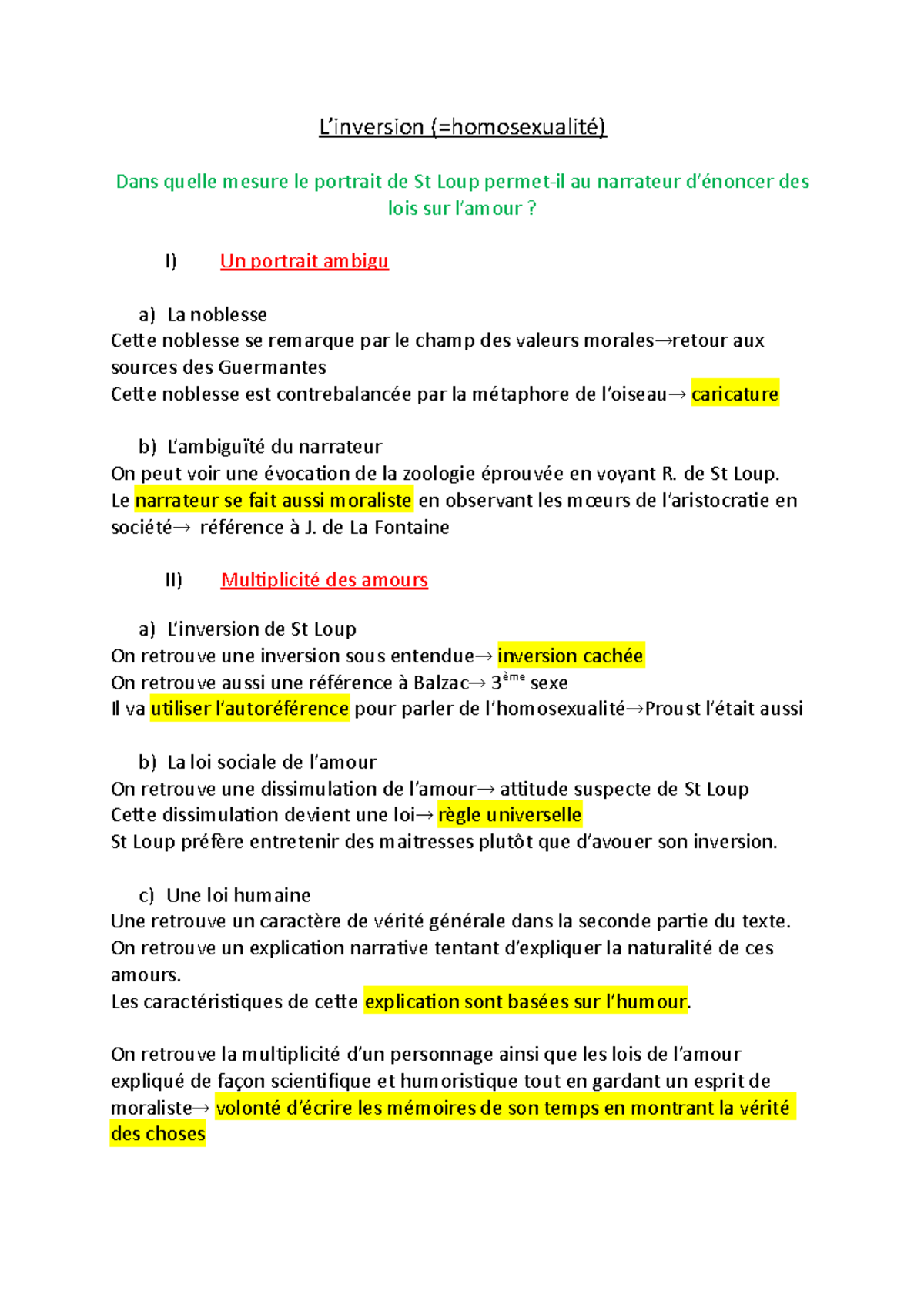 L'inversion au sein du roman A la recherche du temps perdu - L ...