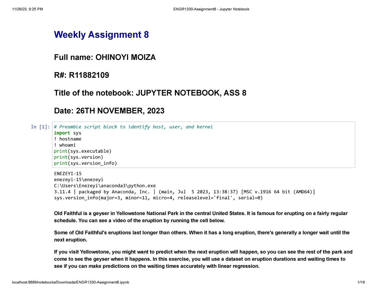 ENGR1330-Assignment 8 - Jupyter Notebook - Weekly Assignment 8 Full ...