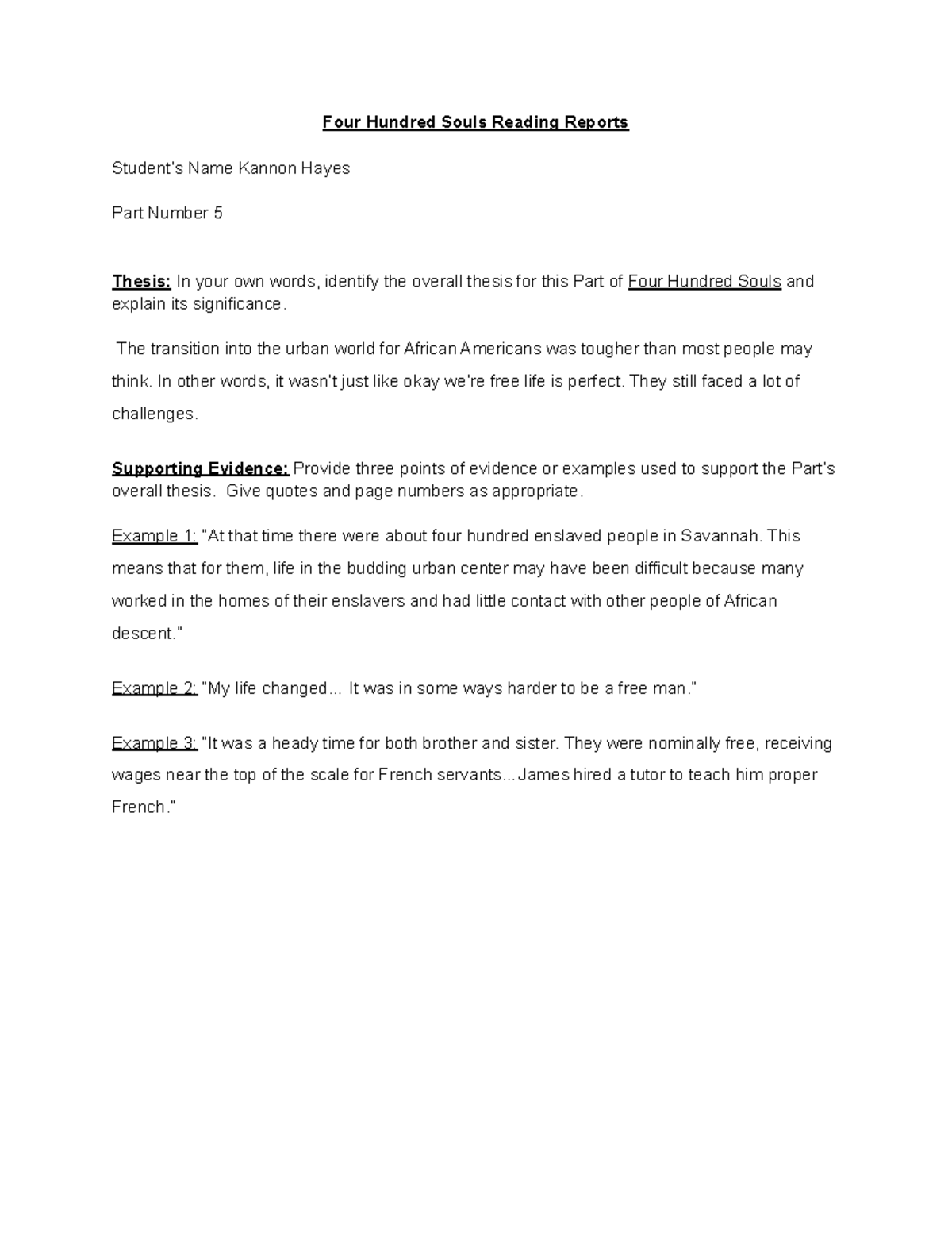 P. 5 Four Hundred Souls Reading Reports - Four Hundred Souls Reading ...