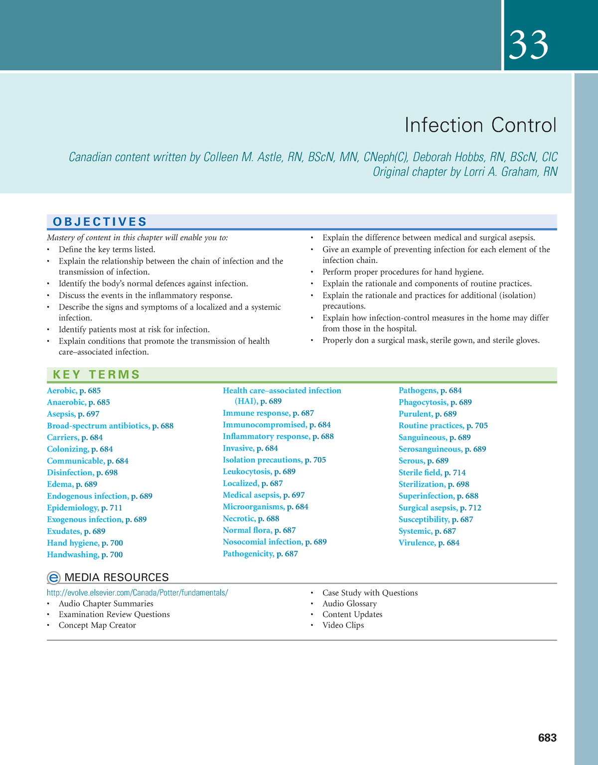 Chapter 33-merged - Textbook reading - 683 Infection Control Canadian ...