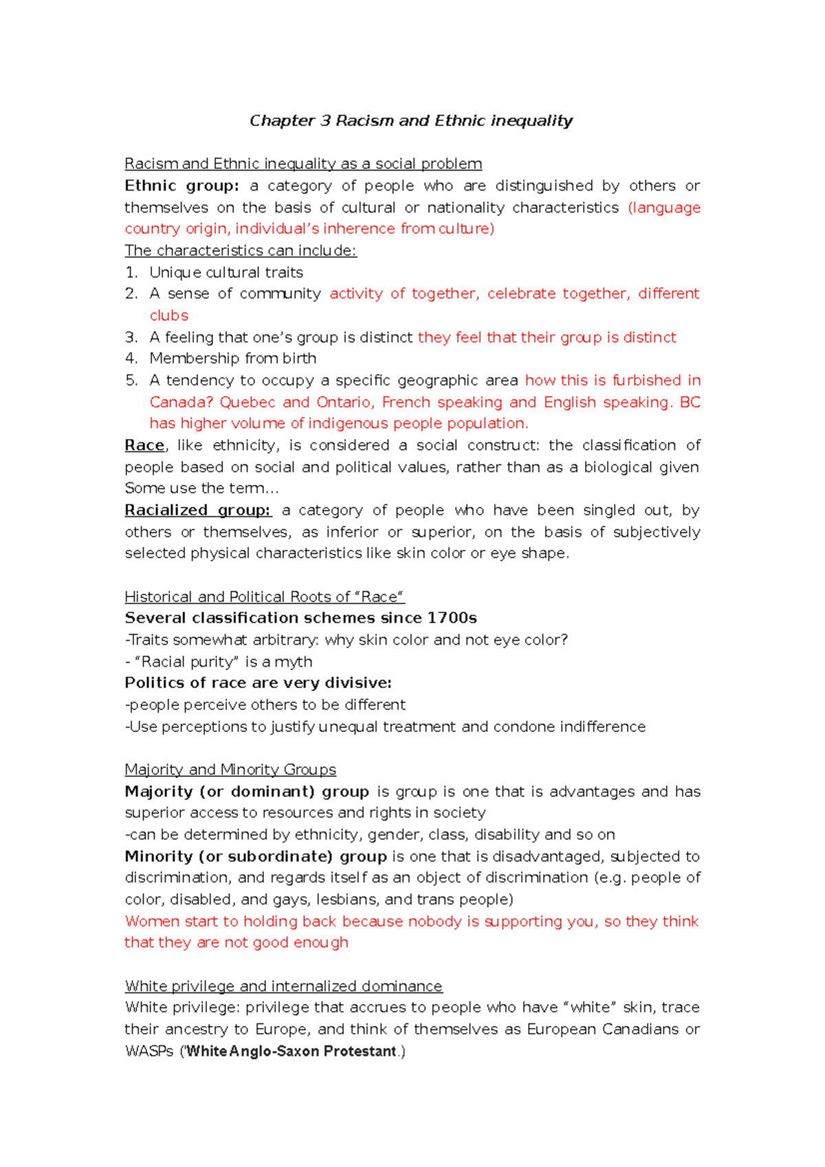 Chapter 3 - Chapter 3 Racism and Ethnic inequality Racism and Ethnic ...