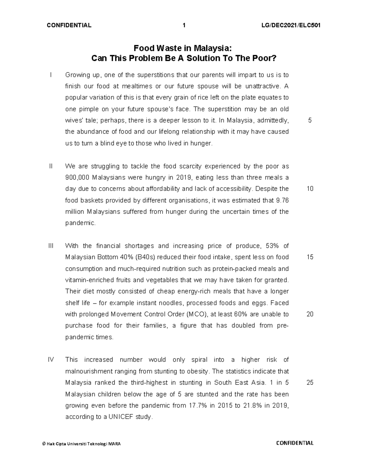 food waste in malaysia essay