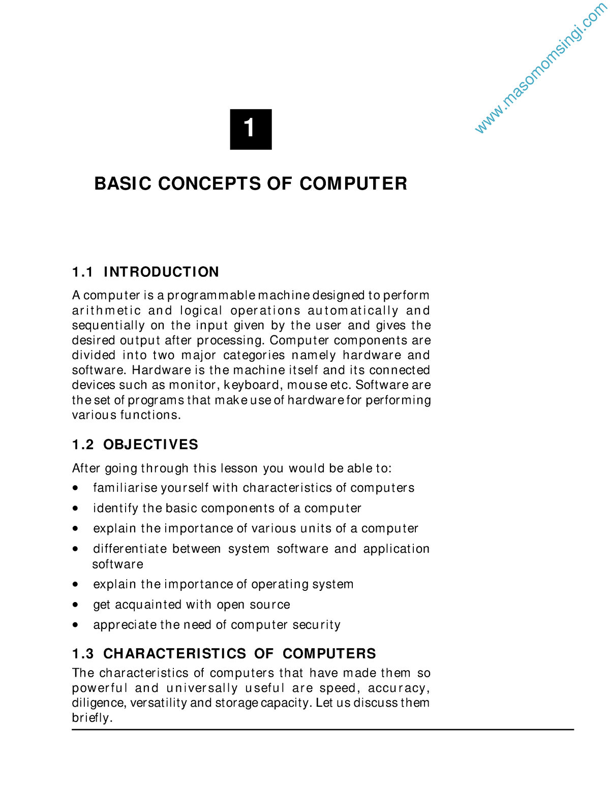 Introduction-to-computer - Ba Sic Concept S Of Comput Er :: 1 1 BASI C ...