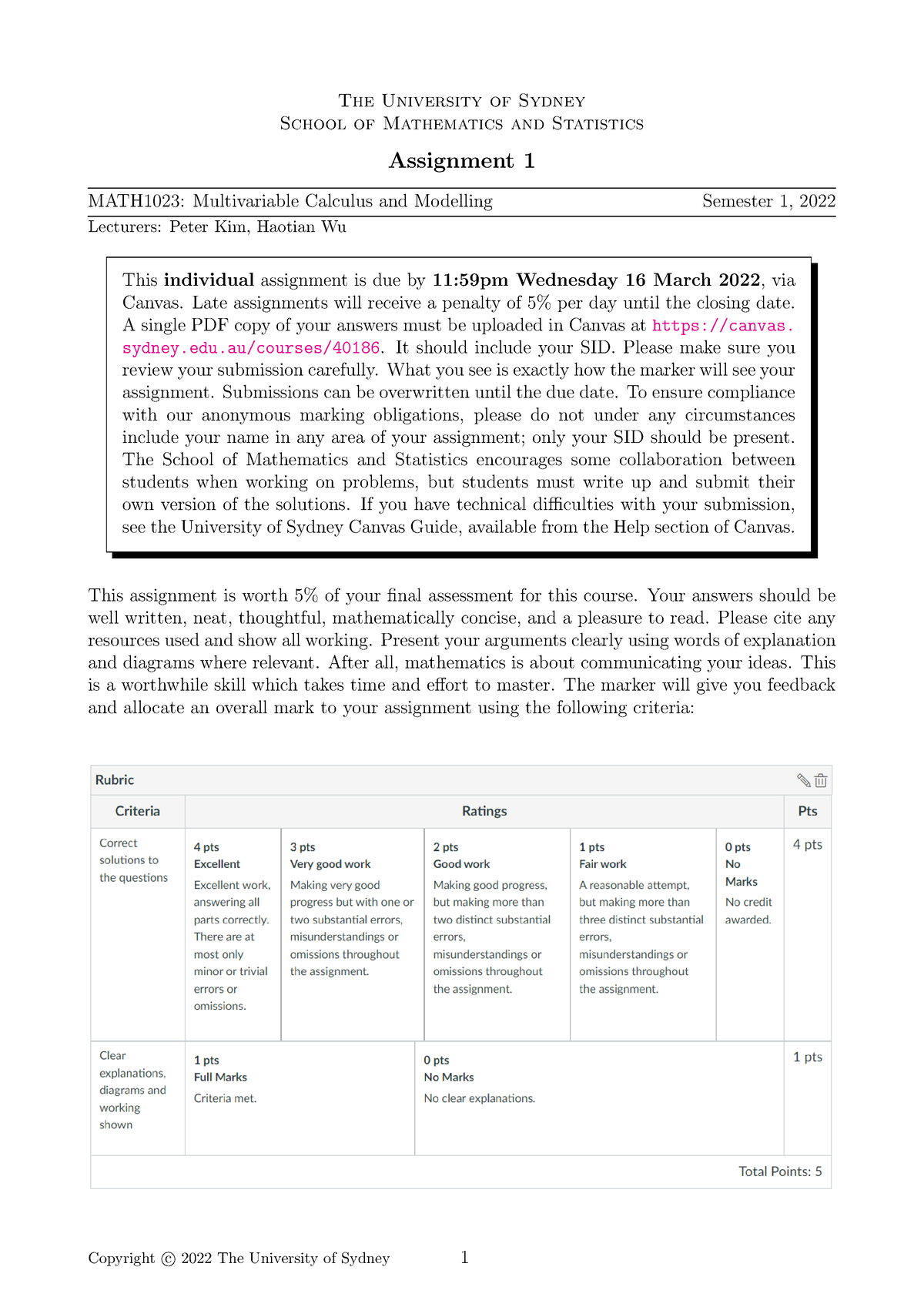 usyd assignment grade