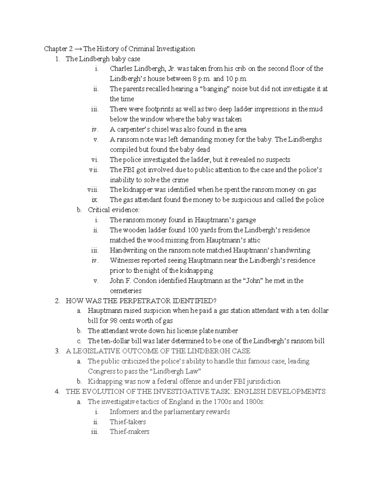 Chapter 2 - Class Notes - Chapter 2 → The History Of Criminal ...