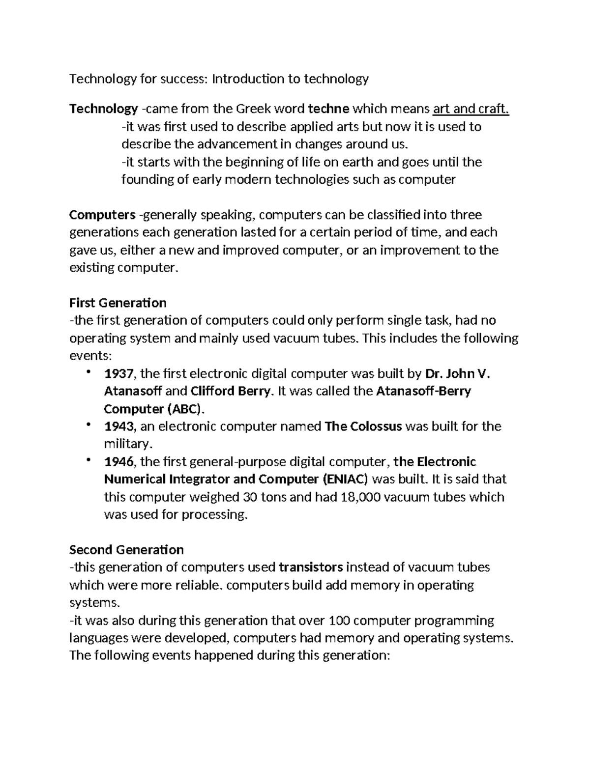 Technology for success: Introduction to technology -it was first used ...