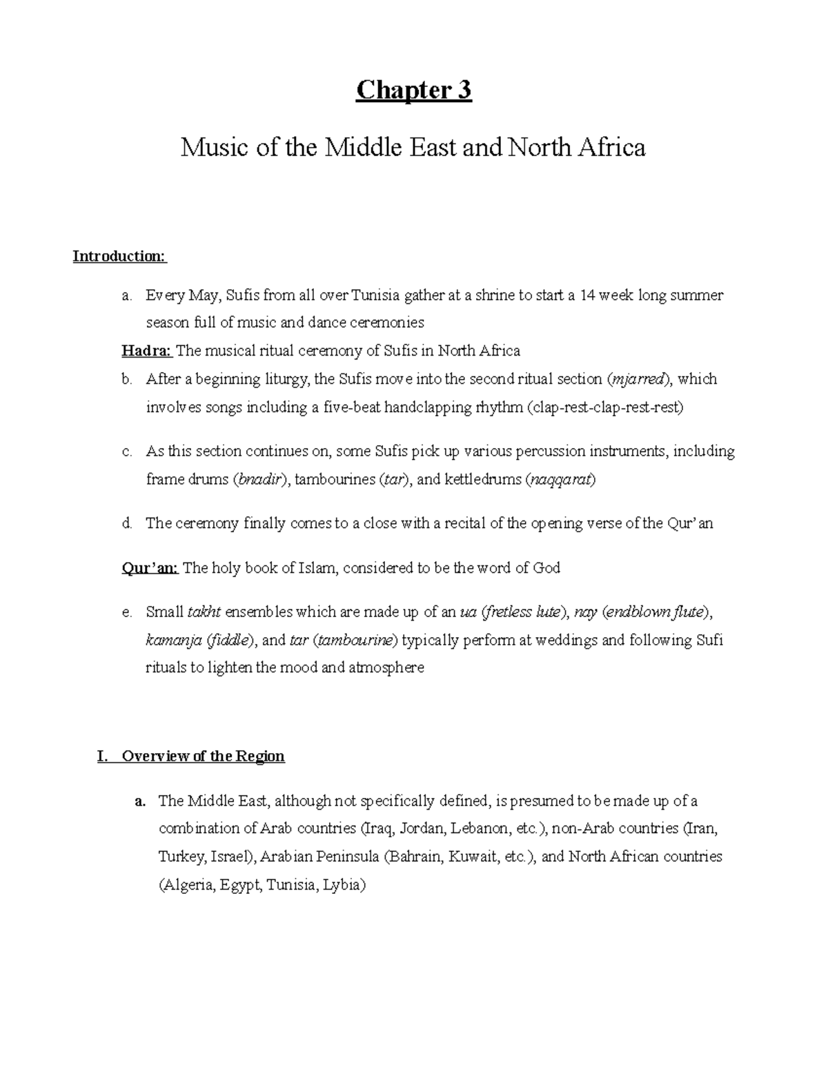 Diverse Worlds Ch. 3 Summary Excursions in World Music Chapter 3