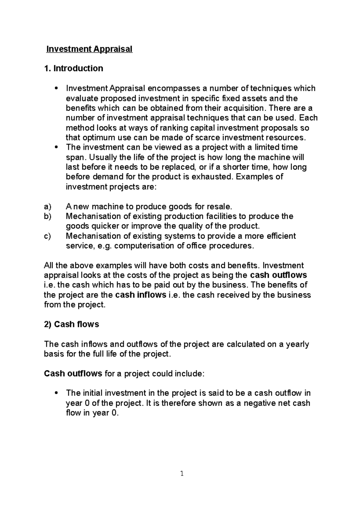 investment appraisal dissertation