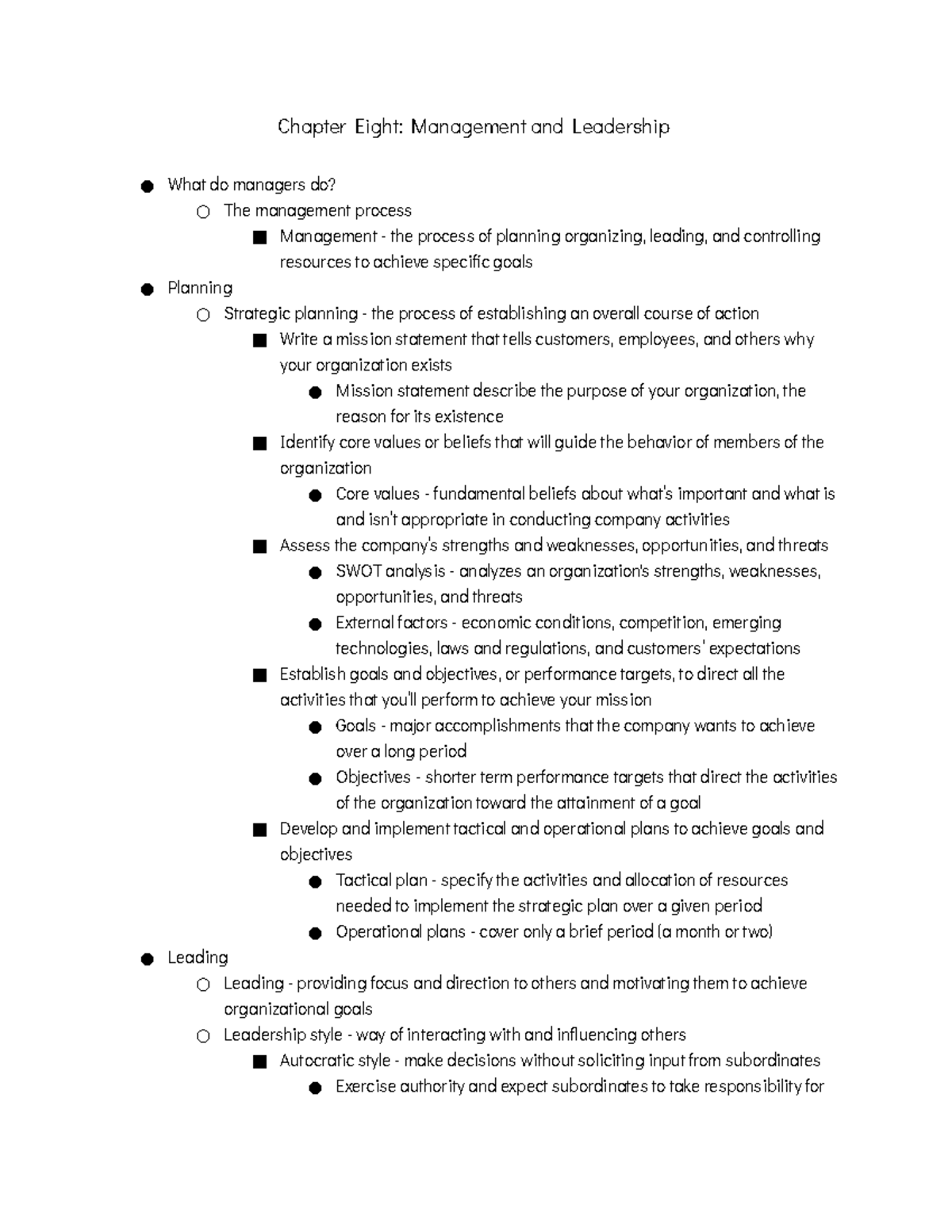 Chapter Eight Management And Leadership - .. Communicate A Vision And ...