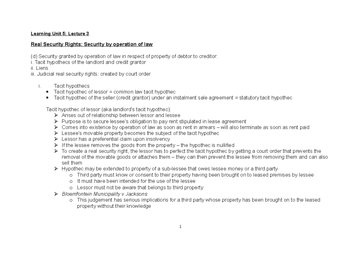 Notes for LAPR7311 LU5 Lecture 3 By operation of law - Learning Unit 5 ...