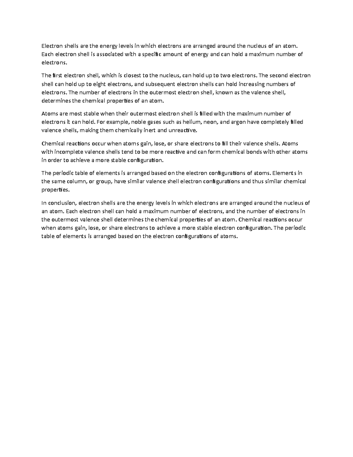 Bio Notes Electron Shells Electron shells are the energy levels in