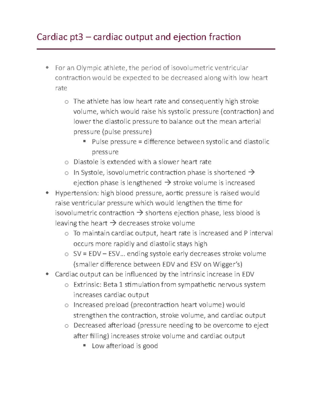 Cardiac pt3 cardiac output and ejection fraction Cardiac pt3