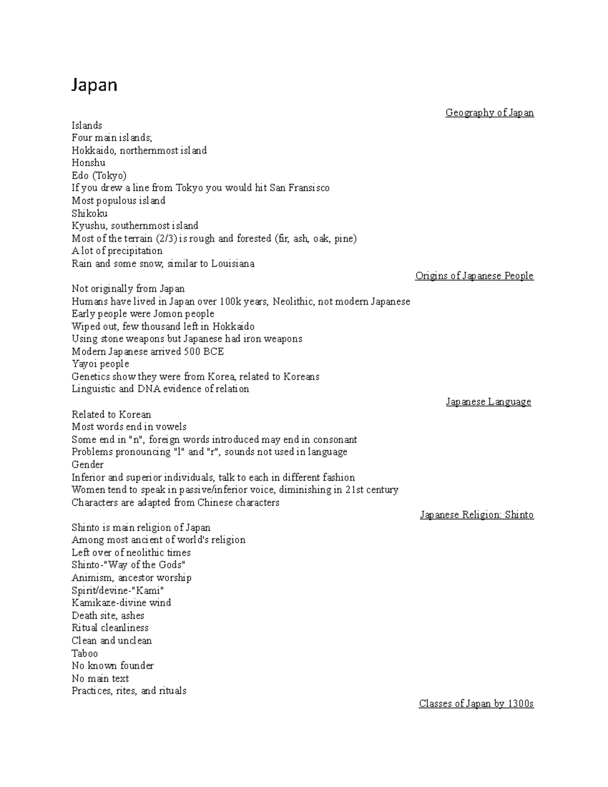 World HistoryLecture Japan Geography of Japan Islands Four main