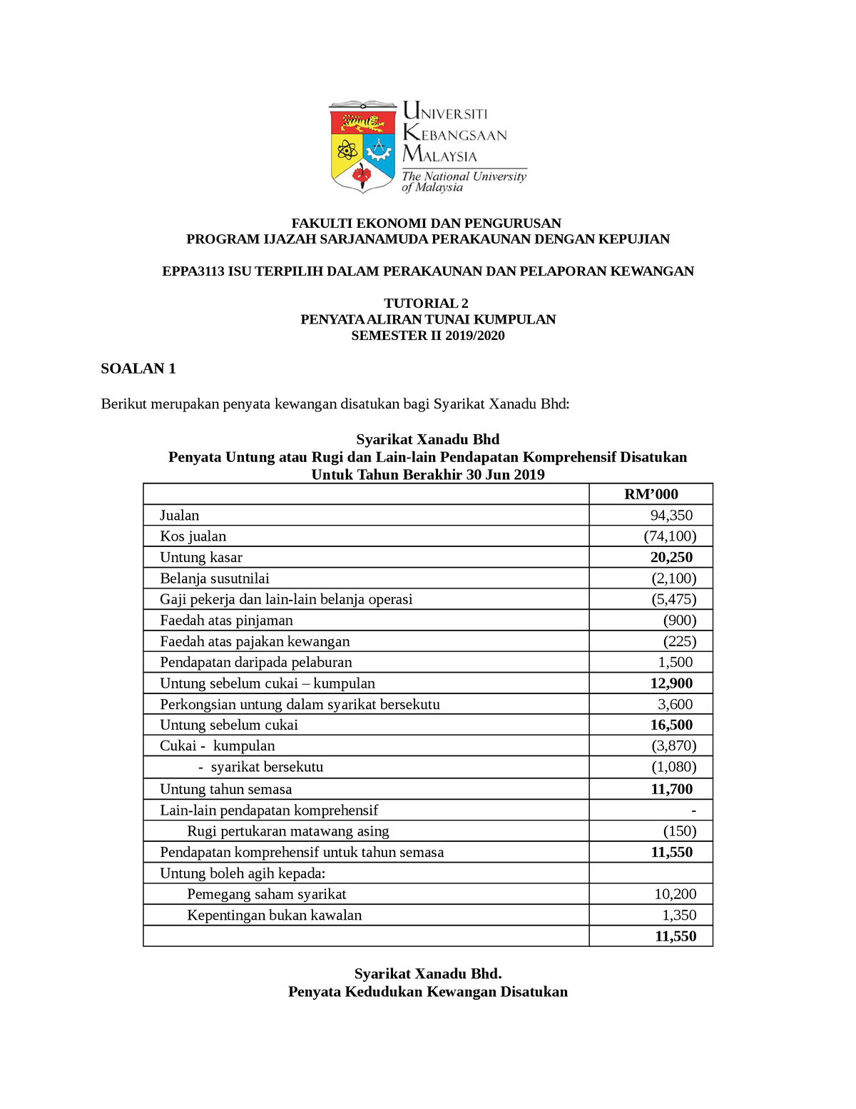 EPPA3113 Tutorial Penyata Aliran Tunai Sem 2 2019 2020 1 - FAKULTI ...