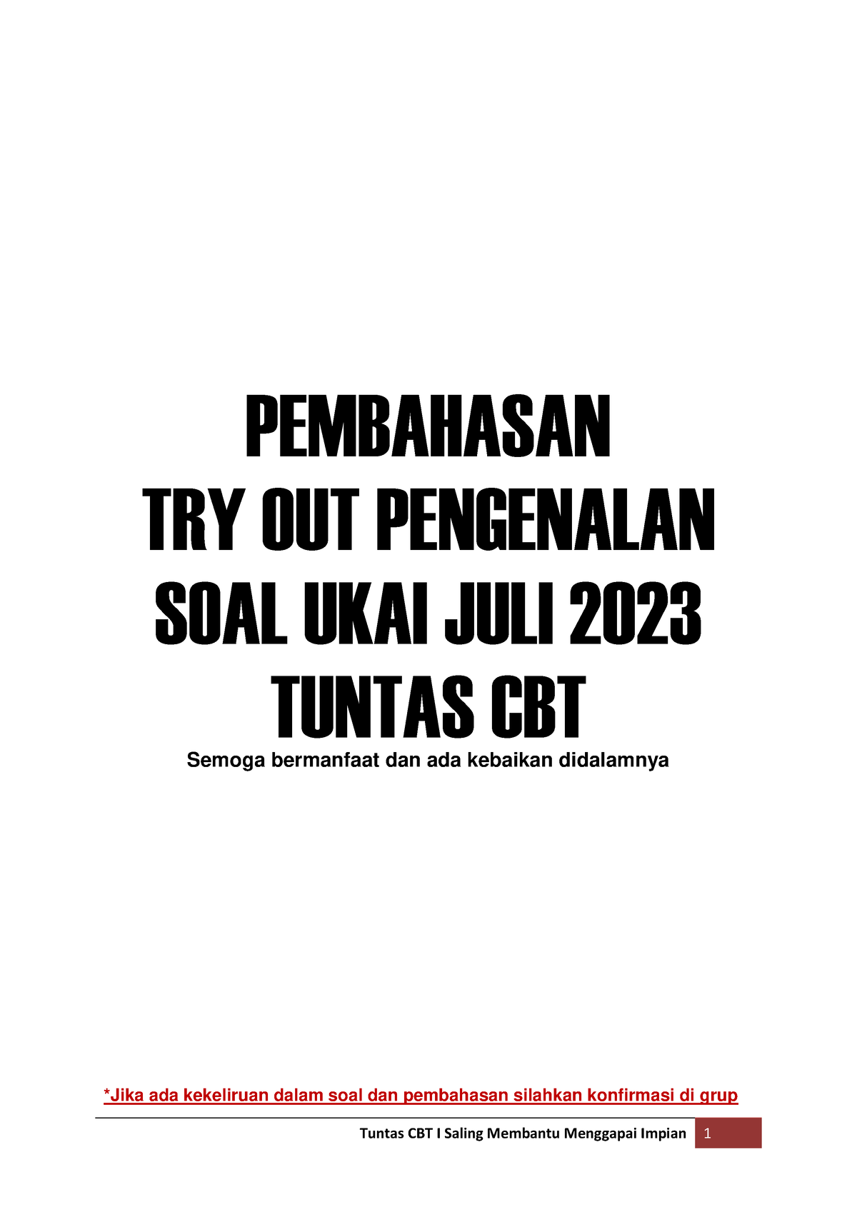 Pembahasan TO Pengenalan UKAI JULI 2023 - PEMBAHASAN TRY OUT PENGENALAN ...