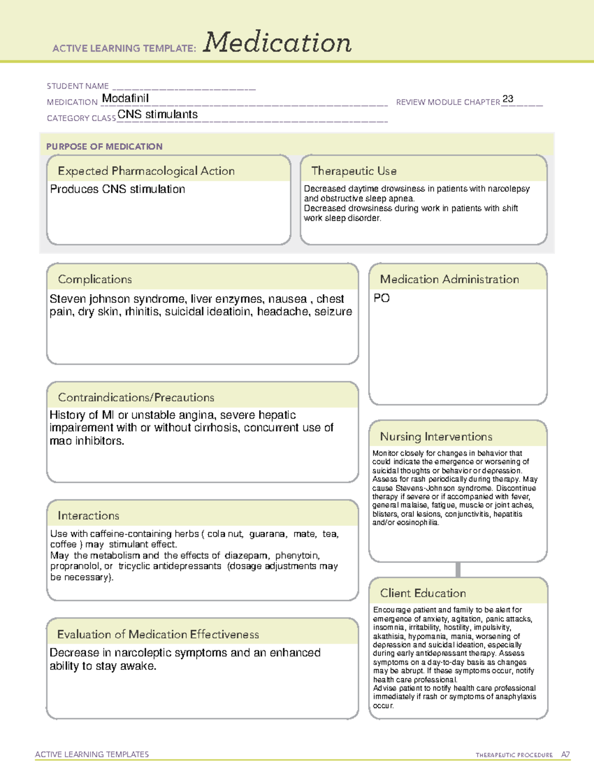 CNS 5 - nah - ACTIVE LEARNING TEMPLATES THERAPEUTIC PROCEDURE A ...