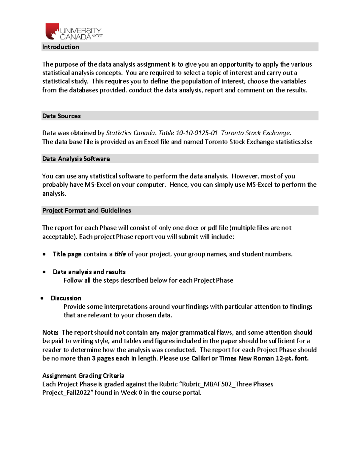 Data Analysis Project Instructions-1 - Introduction The purpose of the ...