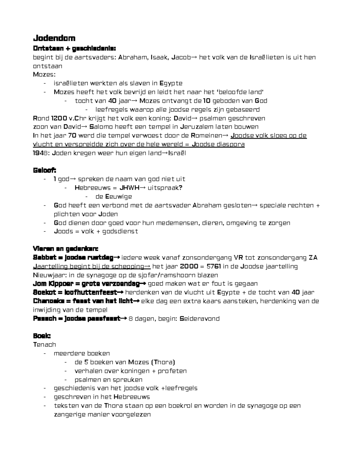 Samenvatting - Alle Godsdiensten Uitgewerkt - Jodendom Ontstaan ...