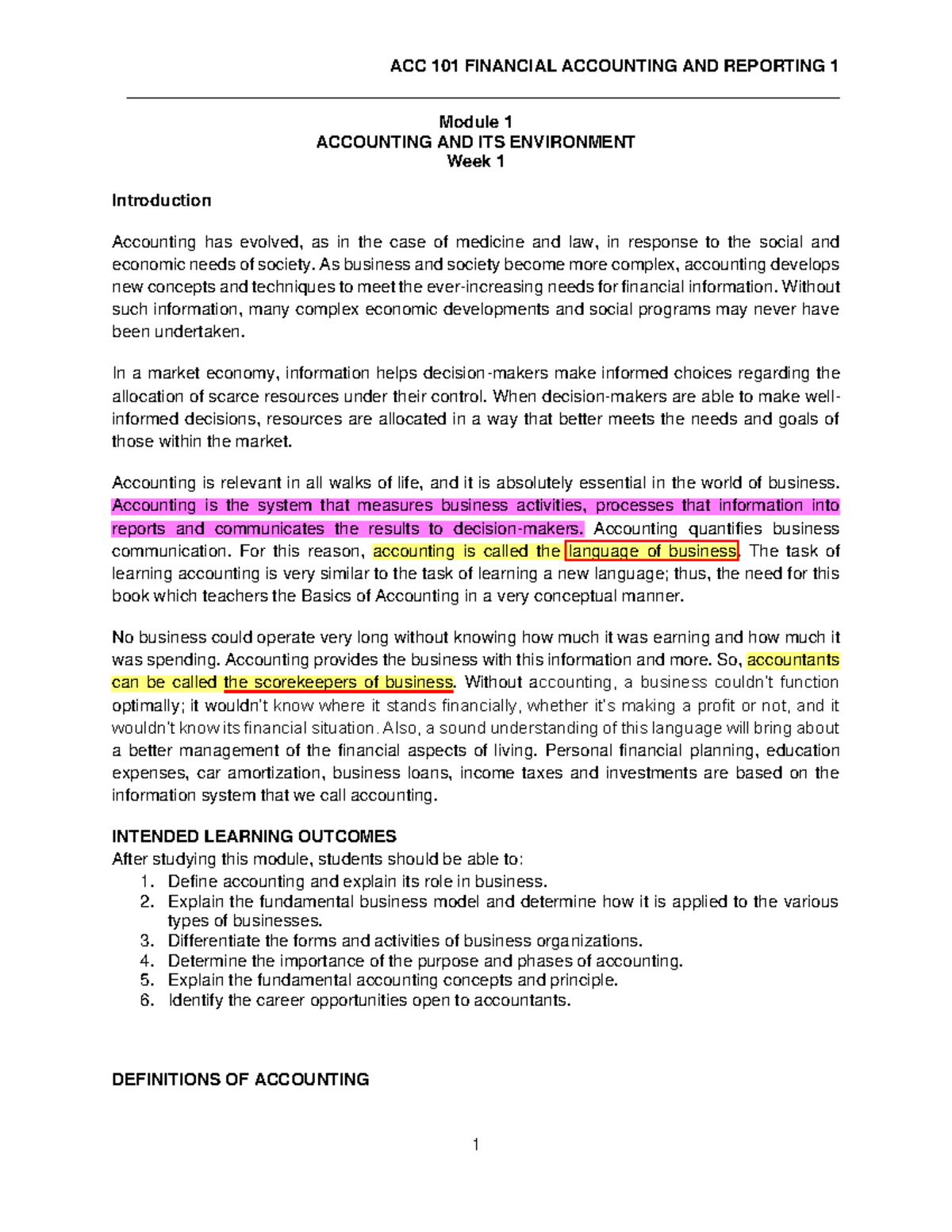 Financial Accounting Module Studocu