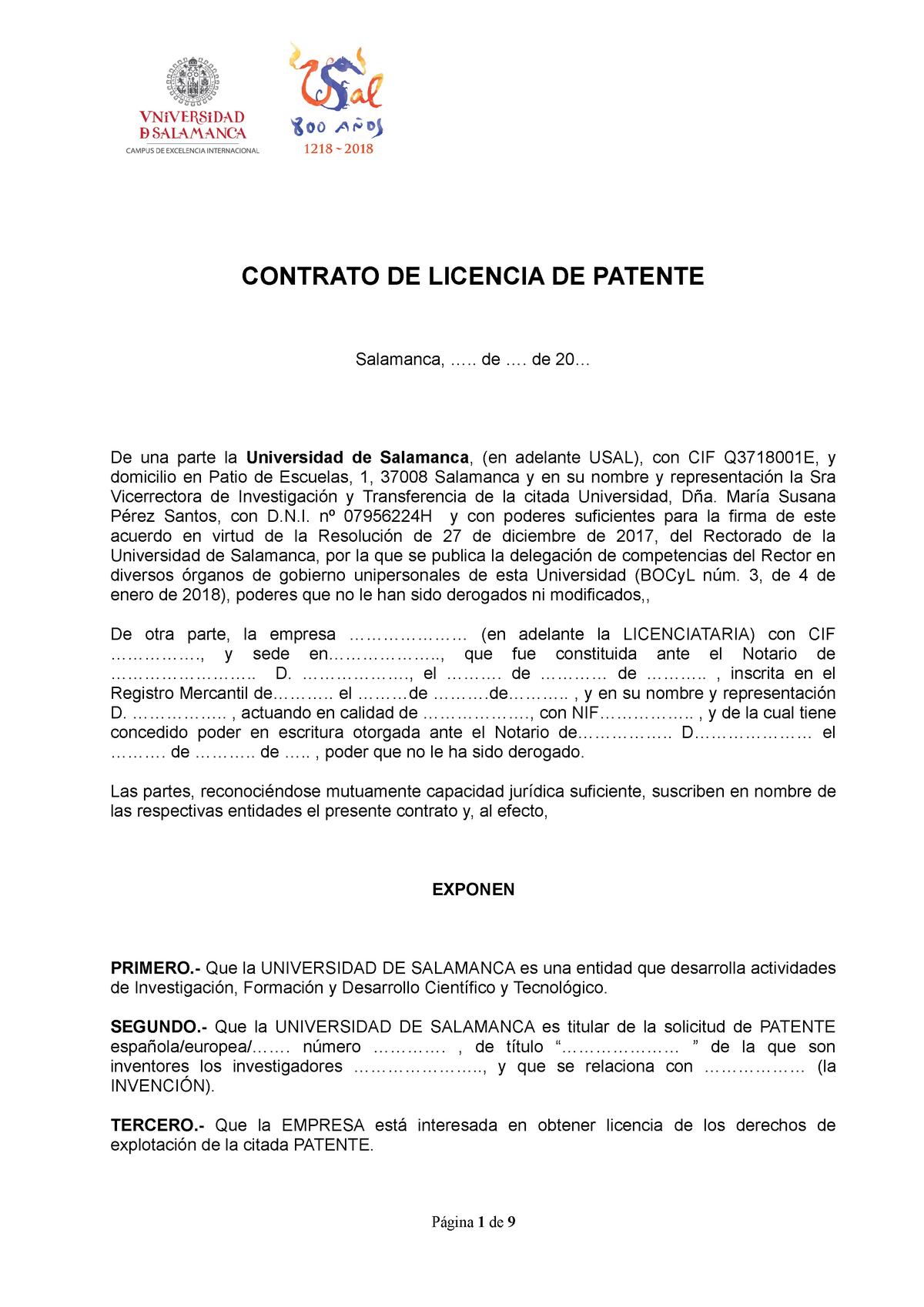 Modelo Taller Contrato Licencia Patente Contrato De Licencia De Patente Salamanca De 3141