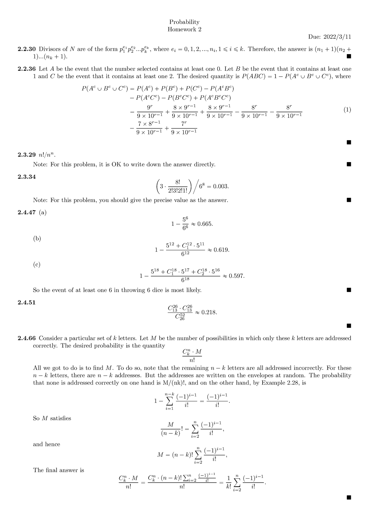 probability homework 2