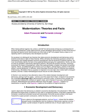 Modernization- Theory and facts, en artikkel i World Politics fra ...