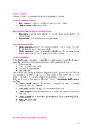 Introdução Ao Direito Resumos - Introdução Ao Direito Direito Definição ...