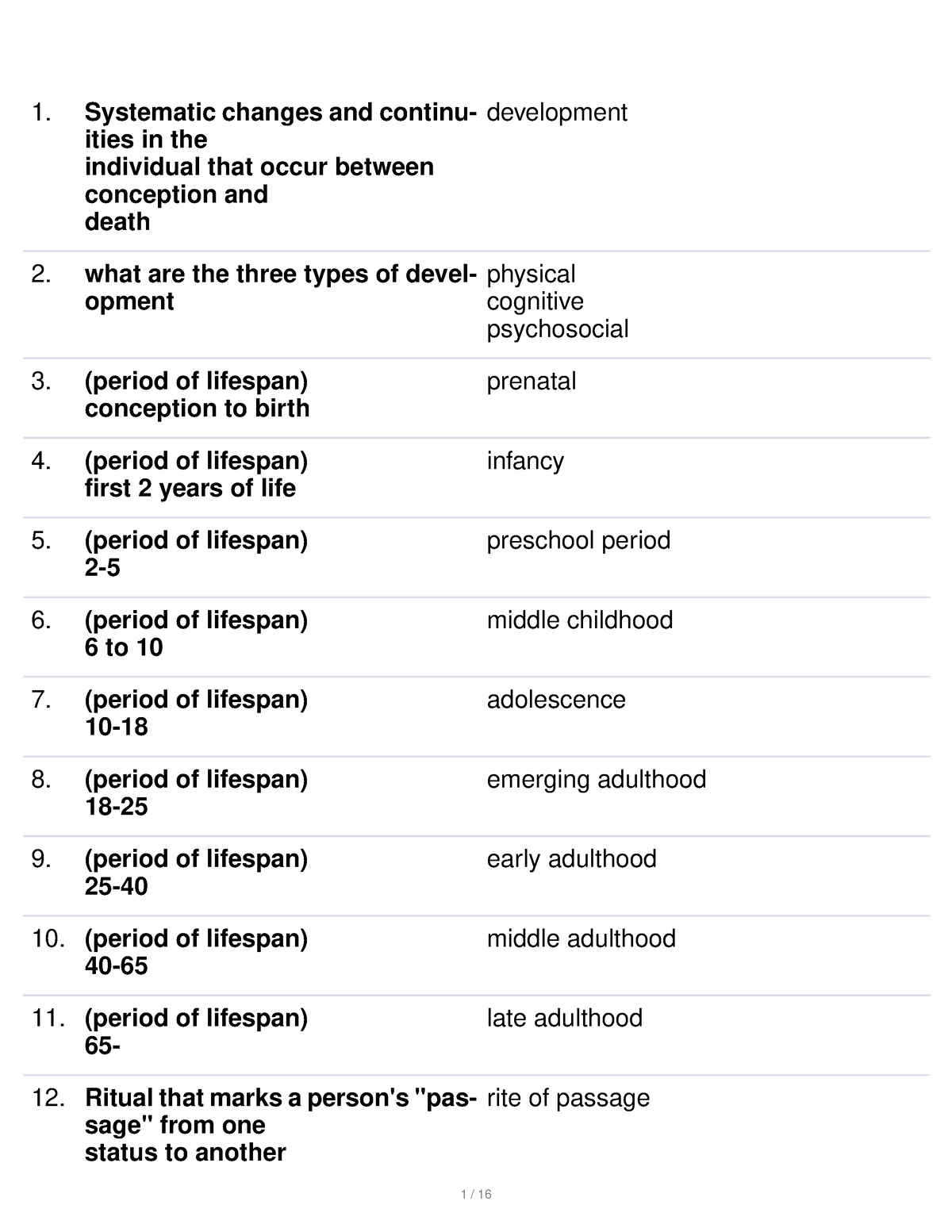 Developmental Psychology Exam 1 - Systematic Changes And Continu- Ities ...